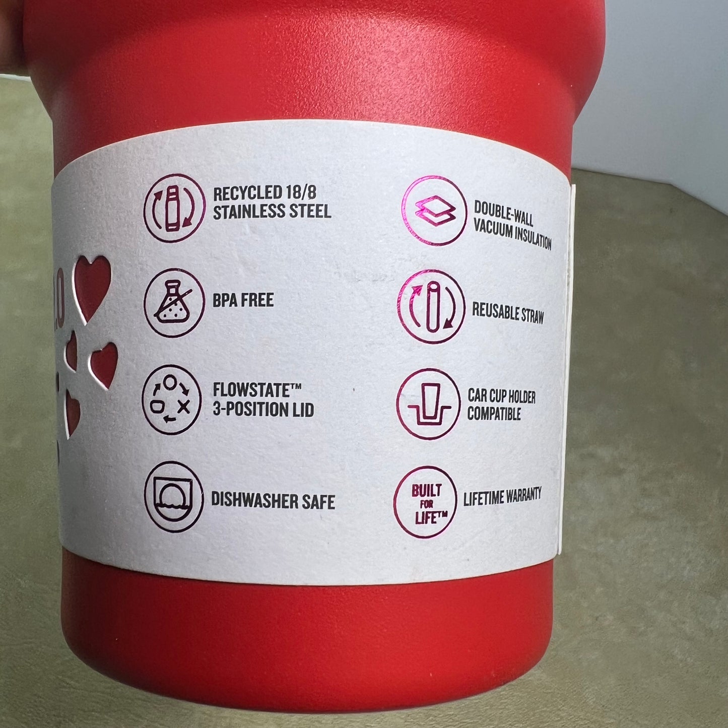 New Stanley ❤️ Valentine's Day 20OZ Flowstate Tumbler  'Ruby Hearts' - NEW Limited