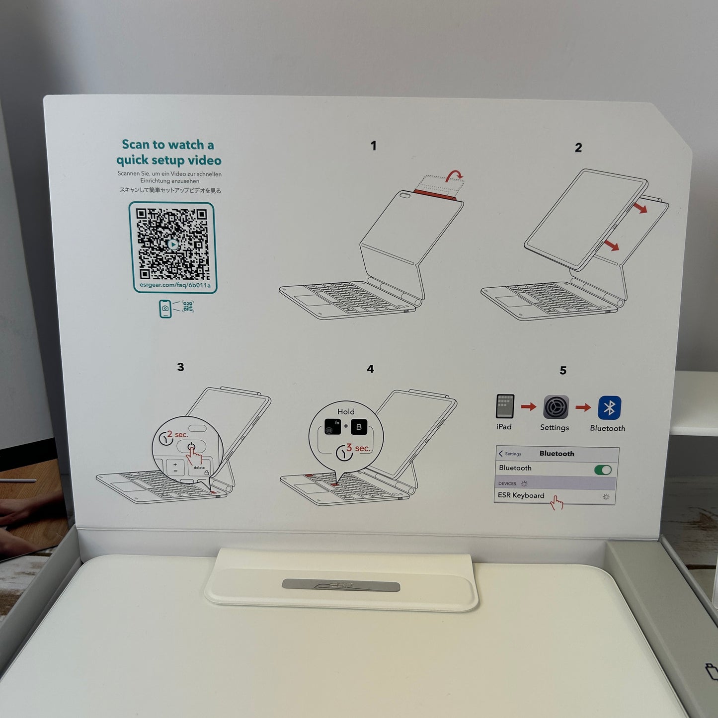 New ESR iPad Pro 11 Inch Case with Keyboard (M4, 2024), iPad Pro 11(5th Gen) Keyboard Case with Easy-Set Magnetic Stand, Portrait/Landscape Modes, Removable Protective Case, Rebound 360 Series, White