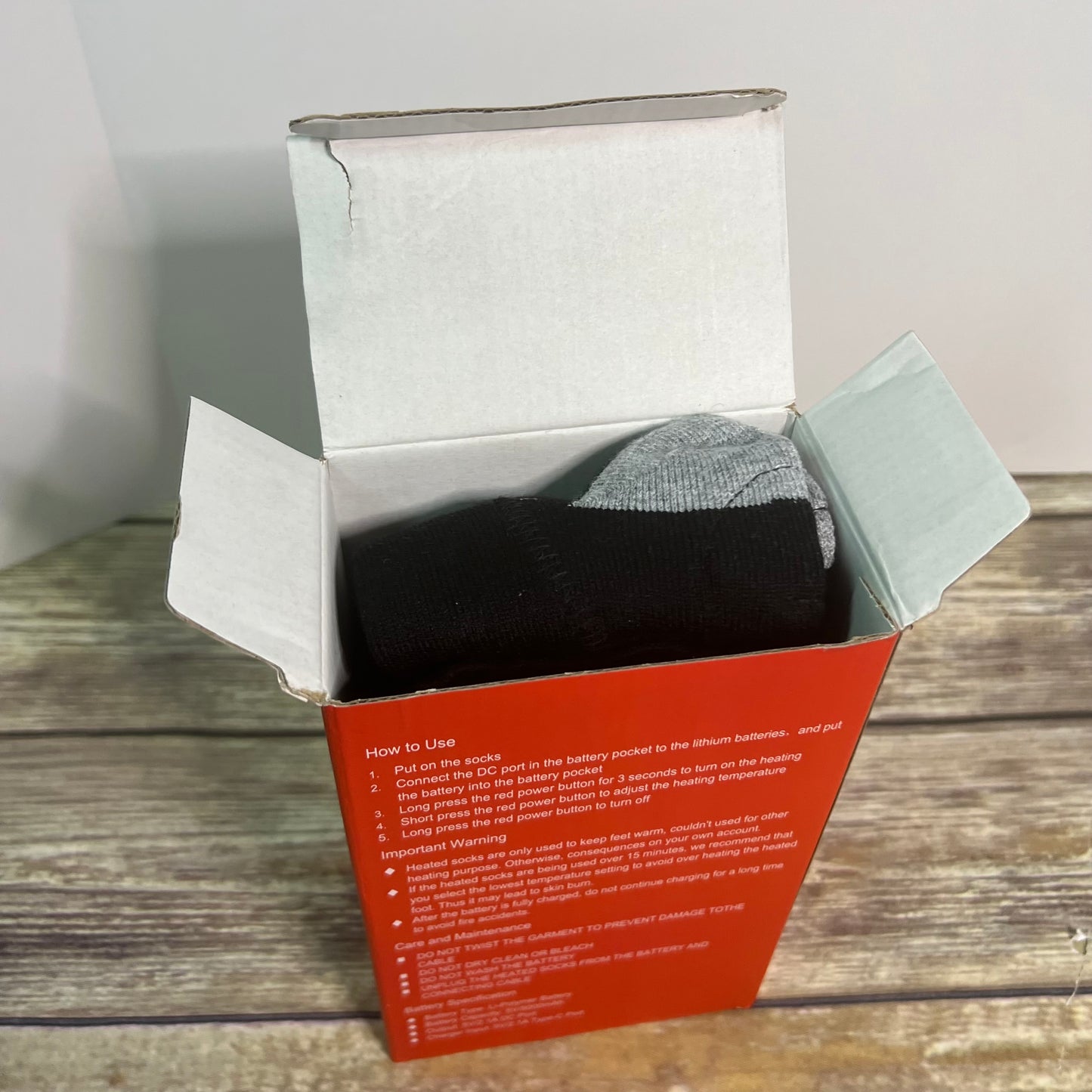 New FREEHILL Heated Socks Warm Merino Wool S/M Black