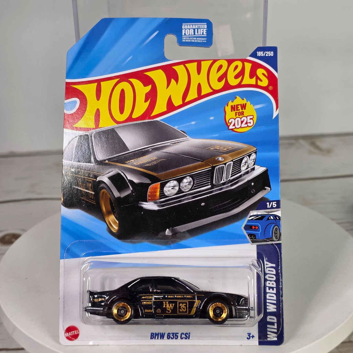 Hot Wheels BMW 635 CSi 2025 Collectible Die-Cast Car 1:5 Wild Widebody Series Black W/Gold Accents 185/250 Limited Edition