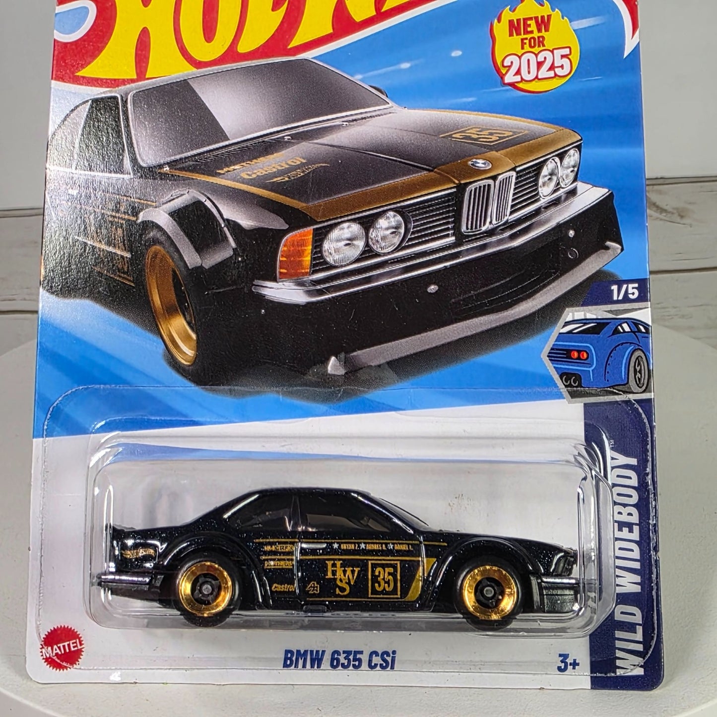 Hot Wheels BMW 635 CSi 2025 Collectible Die-Cast Car 1:5 Wild Widebody Series Black W/Gold Accents 185/250 Limited Edition