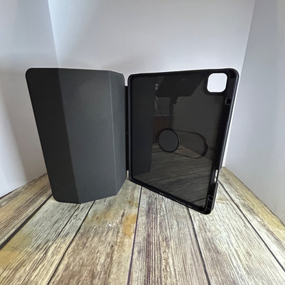 Infiland 360° Rotating Black Crystal Acrylic Transparent Back Protective Case For iPad Pro 12.9 Inch