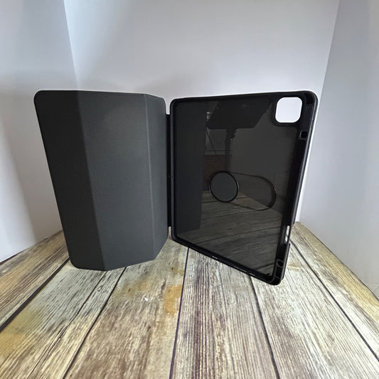 Infiland 360° Rotating Black Crystal Acrylic Transparent Back Protective Case For iPad Pro 12.9 Inch