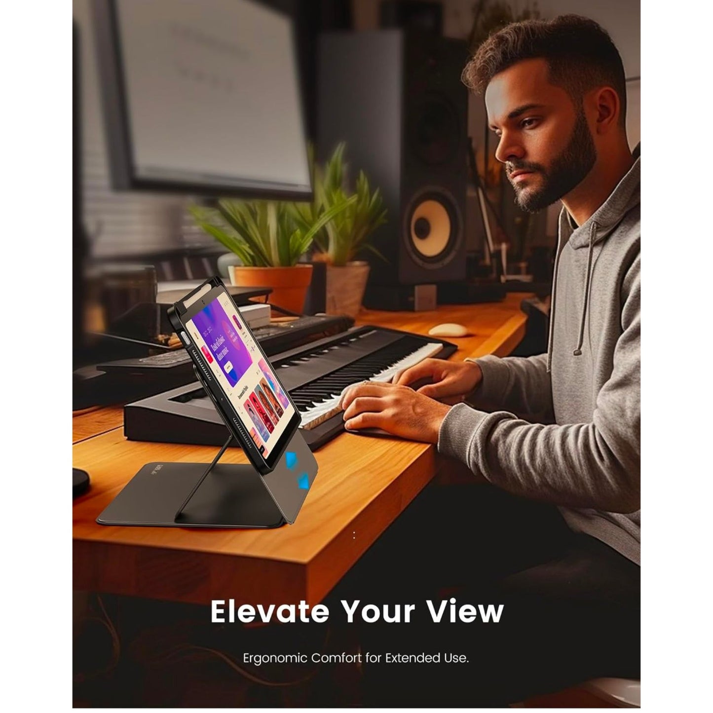 Infiland 360° Rotating Black Crystal Acrylic Transparent Back Protective Case For iPad Pro 12.9 Inch