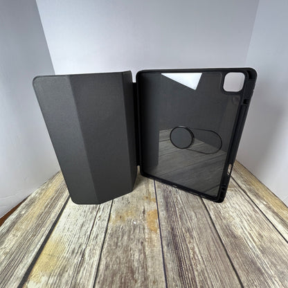 Infiland 360° Rotating Black Crystal Acrylic Transparent Back Protective Case For iPad Pro 12.9 Inch