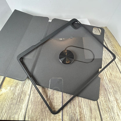 Infiland 360° Rotating Black Crystal Acrylic Transparent Back Protective Case For iPad Pro 12.9 Inch