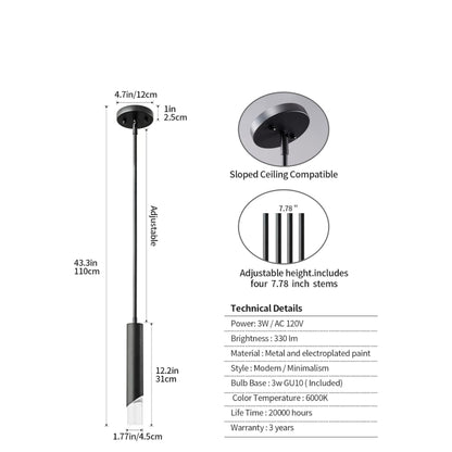 Modern Black LED Pendant Light Fixture Set Of 3