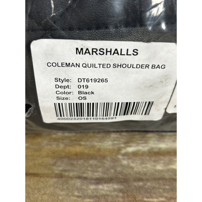 Steve Madden Coleman Black Quilted Shoulder Bag With Gold Monogram Detail & Chain Strap