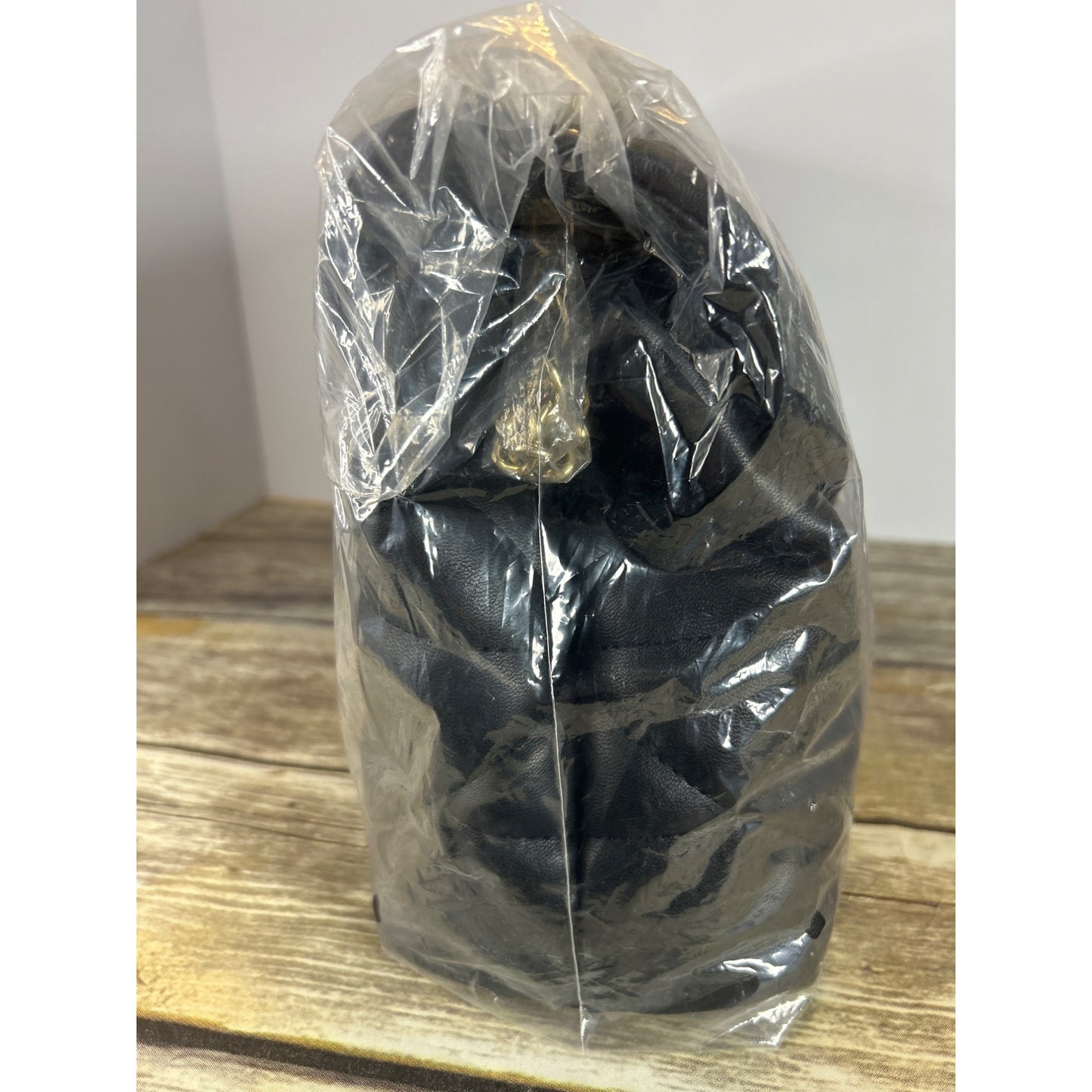 Steve Madden Coleman Black Quilted Shoulder Bag With Gold Monogram Detail & Chain Strap