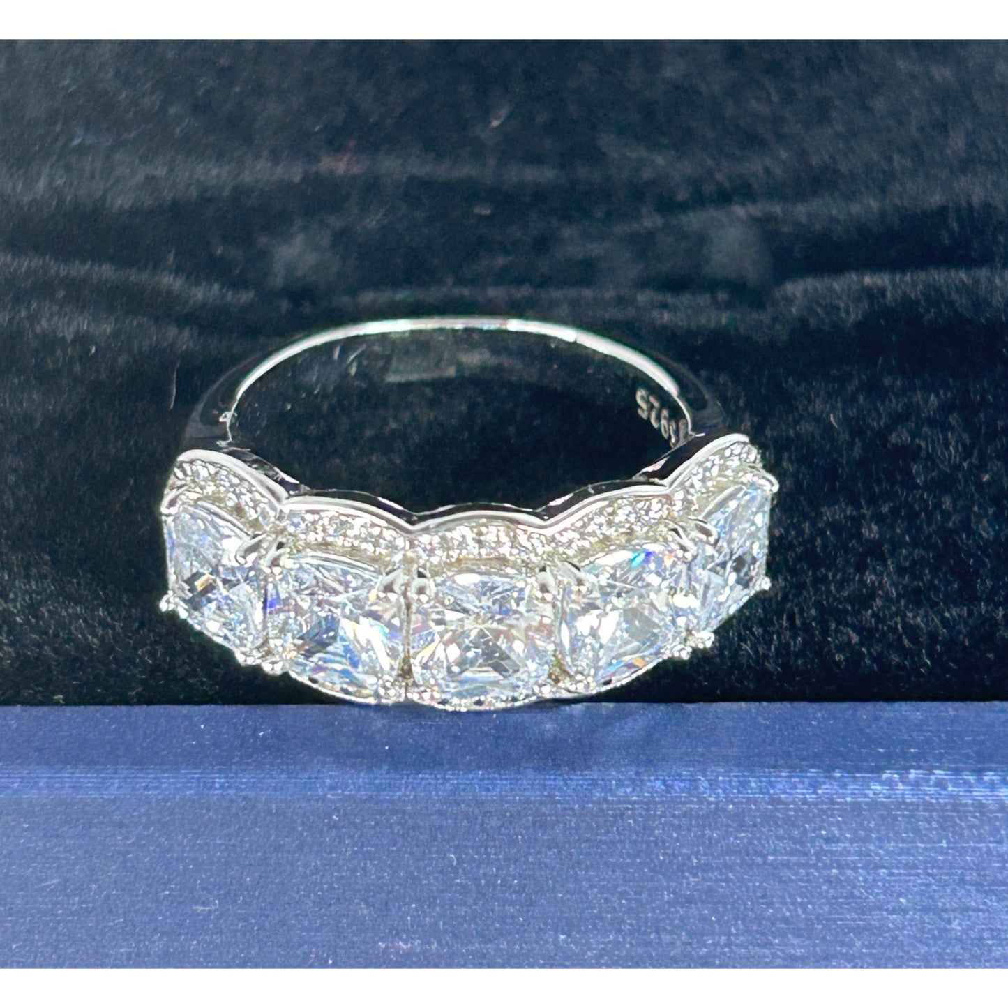 Sterling Silver 5-Stone White Sapphire Ring Nickel-Free