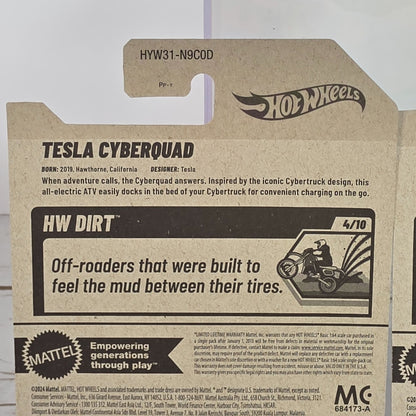 Hot Wheels Tesla Cyberquad HW Dirt Die-Cast Collectible 82/250 Limited Edition New For 2025