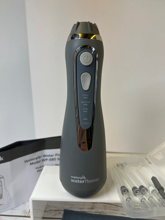 Waterpik Cordless Advanced 2.0 Water Flosser For Teeth, Gums, Braces, Dental Care With Travel Bag and 4 Tips, ADA Accepted, Rechargeable, Portable, and Waterproof, Gray WP-587