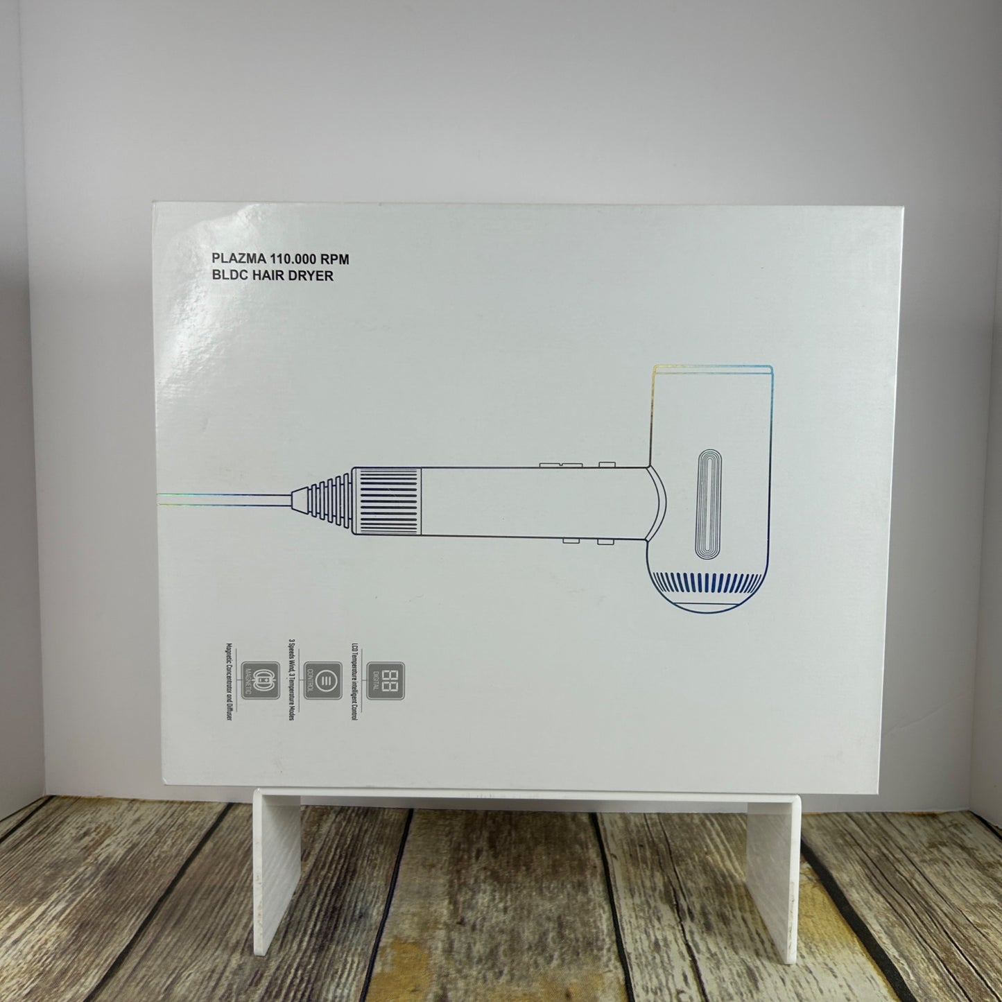 Plasma 110.000 RPM BLDC Hair Dryer W/ Diffuser & Nozzle Magnetic Attachments Gray