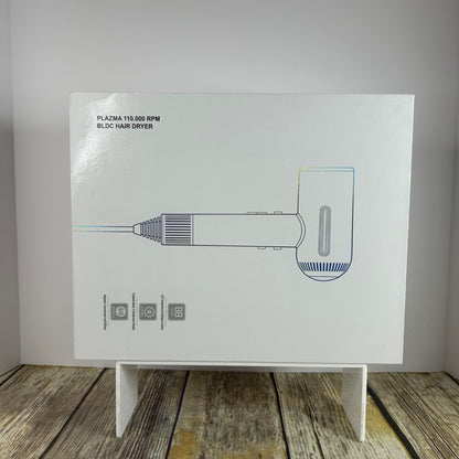 Plasma 110.000 RPM BLDC Hair Dryer W/ Diffuser & Nozzle Magnetic Attachments Gray