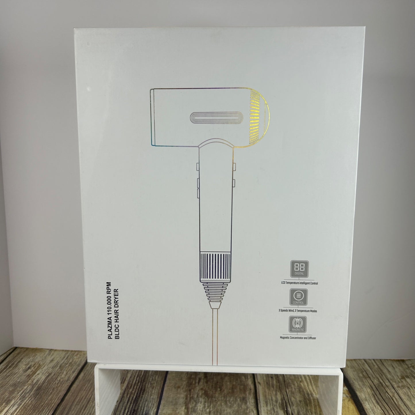 Plasma 110.000 RPM BLDC Hair Dryer W/ Diffuser & Nozzle Magnetic Attachments Gray