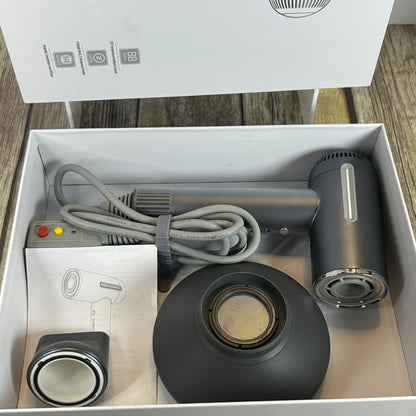 Plasma 110.000 RPM BLDC Hair Dryer W/ Diffuser & Nozzle Magnetic Attachments Gray