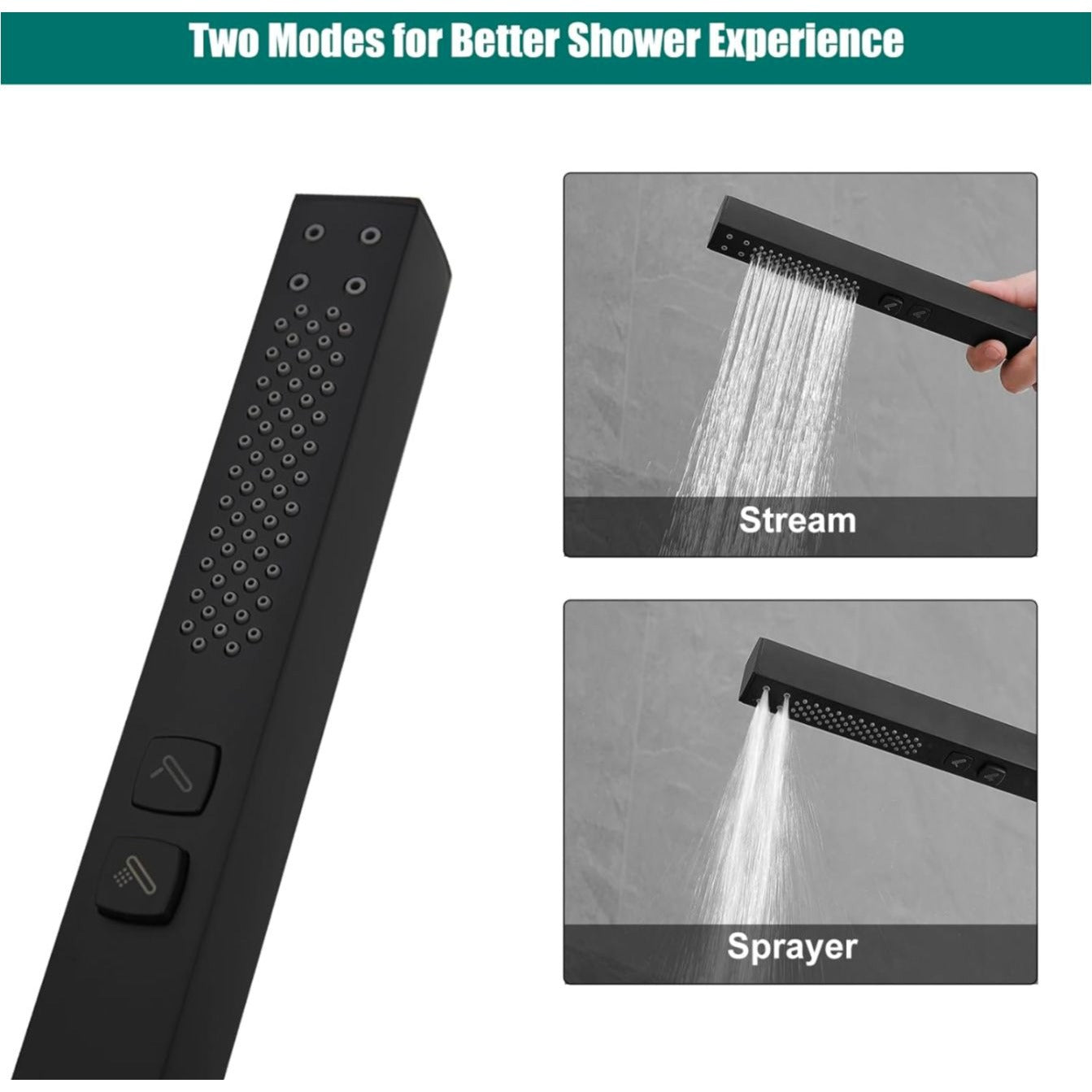 Hoimpro Wall Mount Bathtub Faucet Set With Waterfall Tub Spout & Handheld Sprayer Matte Black