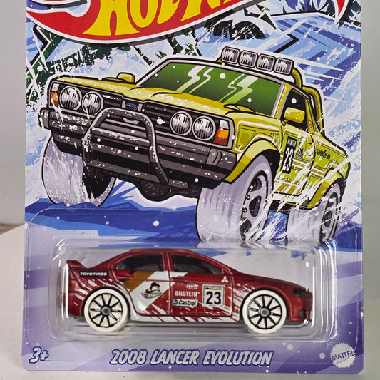 2023 Hot Wheels Winter Holiday Collection 2008 Lancer Evolution Satin Red Model Car