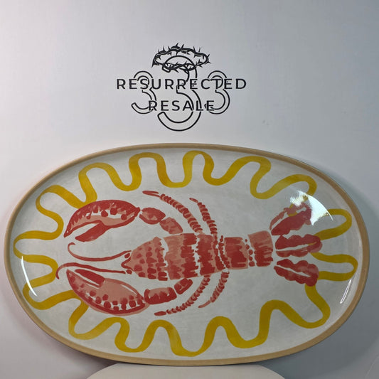 NEW Threshold Target 16 inch Oval Red Lobster Coastal Decor Serving Platter Dish