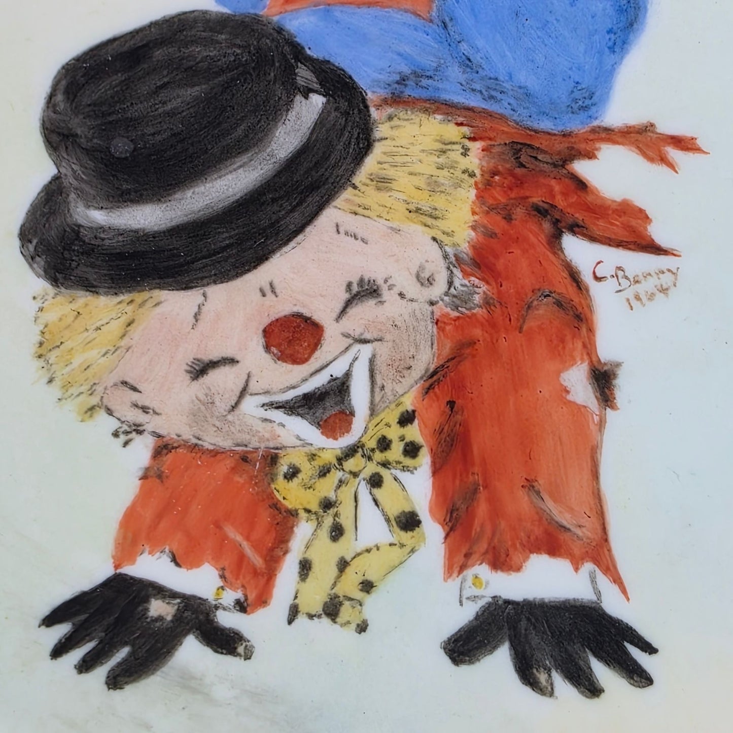 Vintage 1964 Barry Leighton Jones Original Signed Hand Painted Clown Ceramic Plate