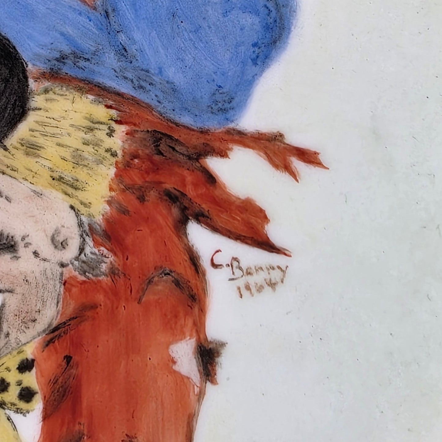 Vintage 1964 Barry Leighton Jones Original Signed Hand Painted Clown Ceramic Plate