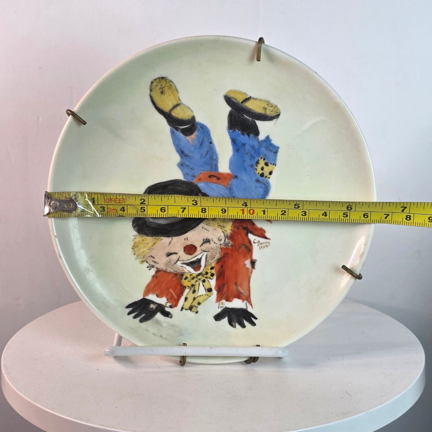 Vintage 1964 Barry Leighton Jones Original Signed Hand Painted Clown Ceramic Plate