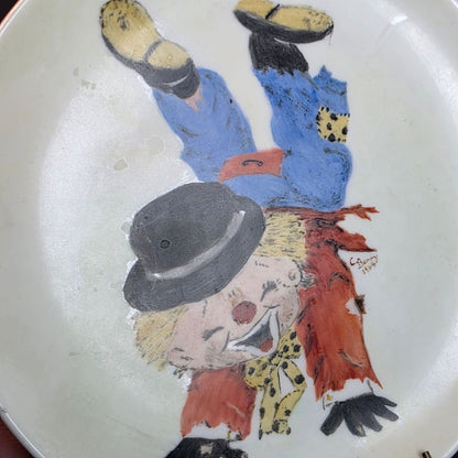 Vintage 1964 Barry Leighton Jones Original Signed Hand Painted Clown Ceramic Plate