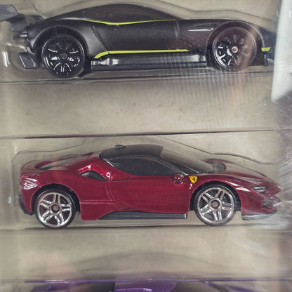 🔥 VHTF FERRARI 🔥 Hot Wheels 2025 HW Motor Show 5-Pack NIP - ASTON LAMBO LOTUS FORD