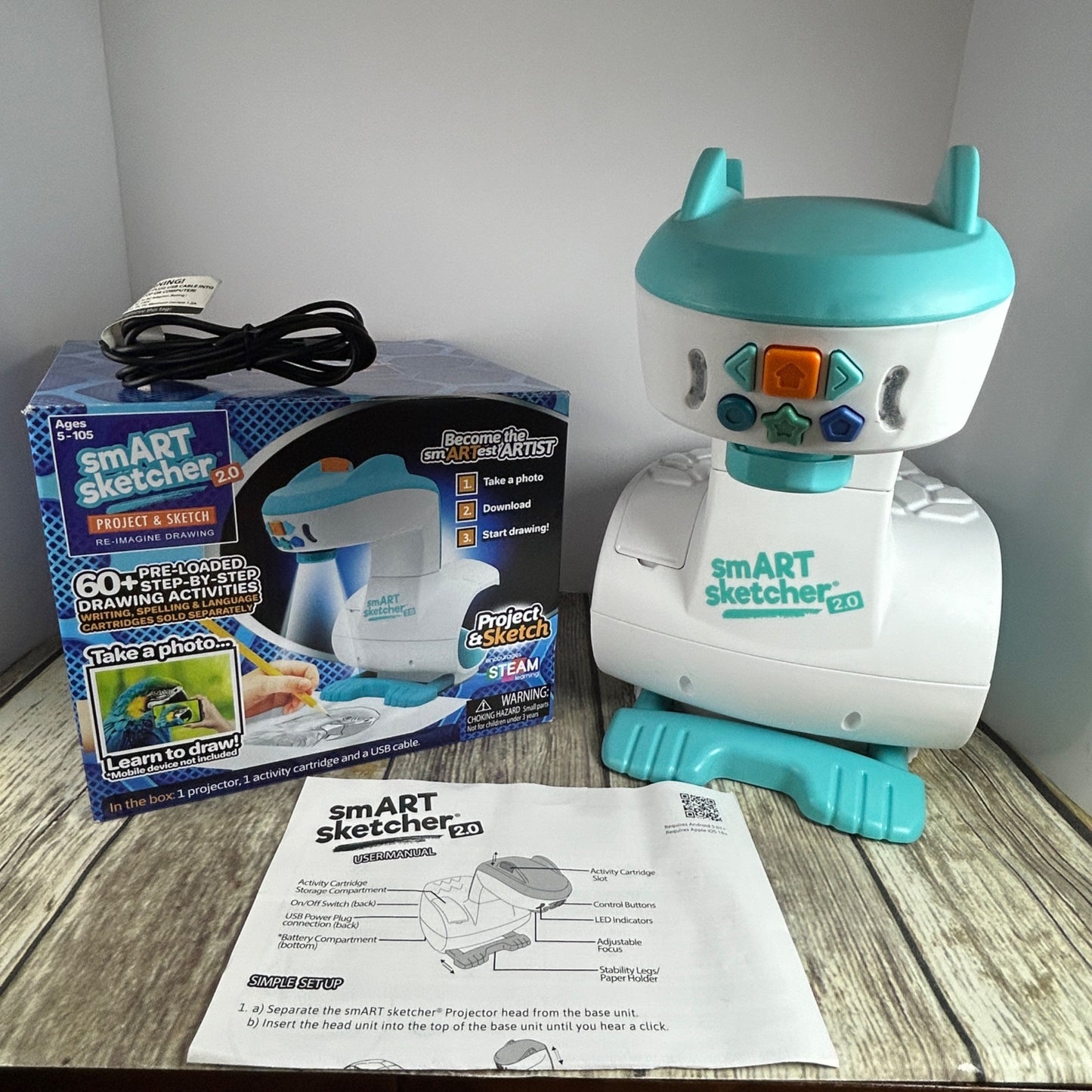 Smart Sketcher 2.0 Project & Sketch Drawing Art Activity Set For Ages 5-15 W/ 3 Carts