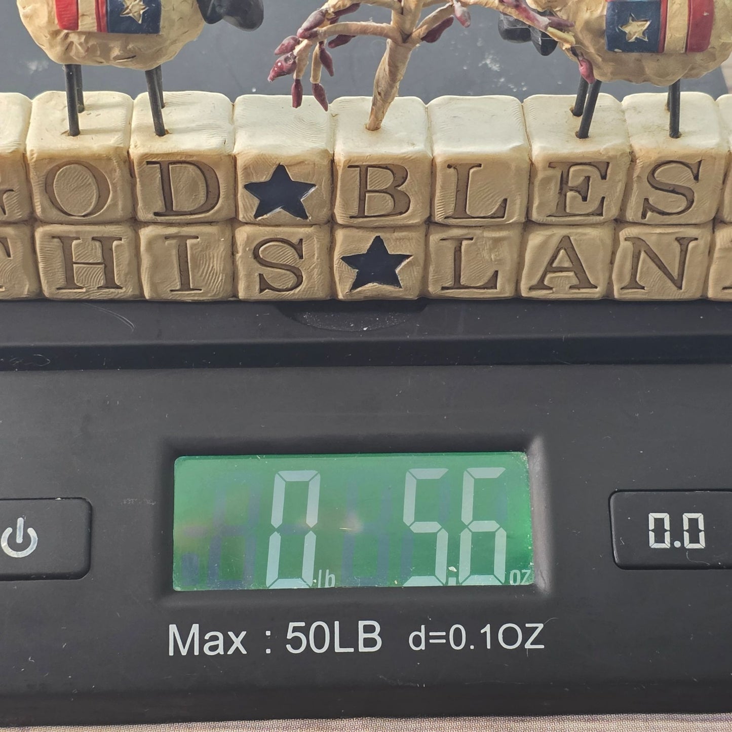 Blossom Bucket Suzi Skoglund "God Bless This Land" Sheep Figurine With Flag