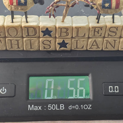 Blossom Bucket Suzi Skoglund "God Bless This Land" Sheep Figurine With Flag