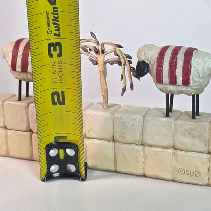 Blossom Bucket Suzi Skoglund "God Bless This Land" Sheep Figurine With Flag