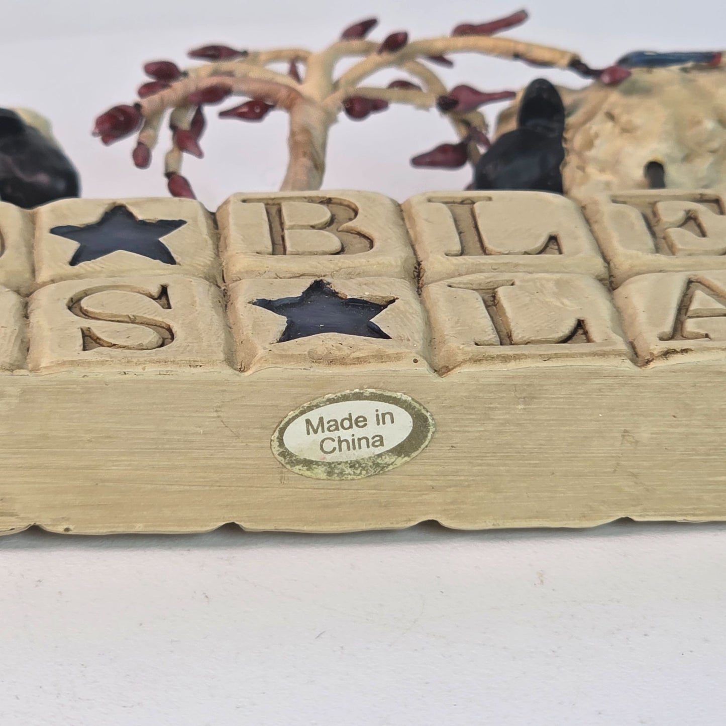 Blossom Bucket Suzi Skoglund "God Bless This Land" Sheep Figurine With Flag