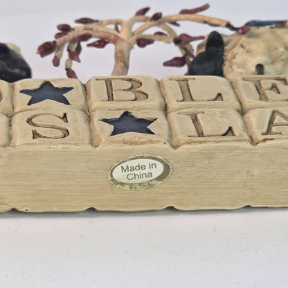 Blossom Bucket Suzi Skoglund "God Bless This Land" Sheep Figurine With Flag