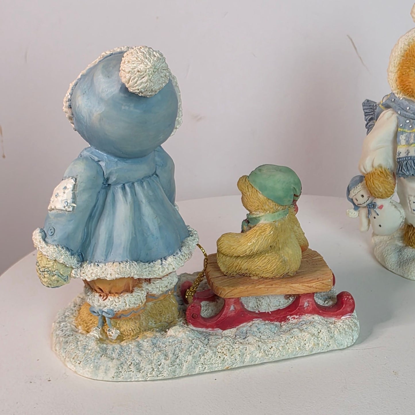 Vintage 90s Cherished Teddies Collectible Figurines "Mary A Special Friend Warms The Season" & "Earl Warm Hearted Friends" Winter Holiday