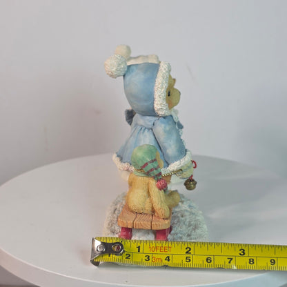 Vintage 90s Cherished Teddies Collectible Figurines "Mary A Special Friend Warms The Season" & "Earl Warm Hearted Friends" Winter Holiday