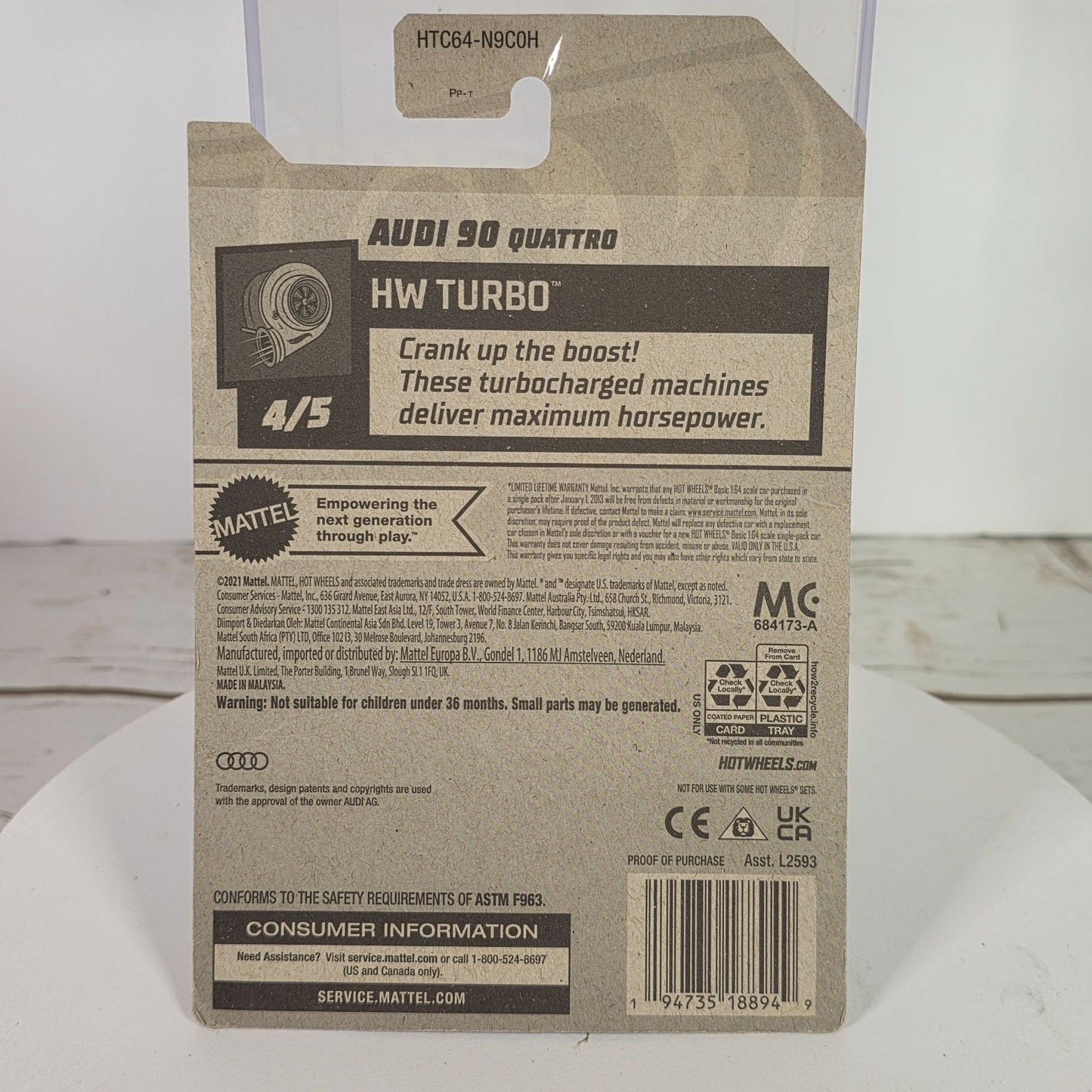 Hot Wheels Audi 90 Quattro Die-Cast Car 1:64 Scale Collectible 144/250 Blue & White 2022 Model