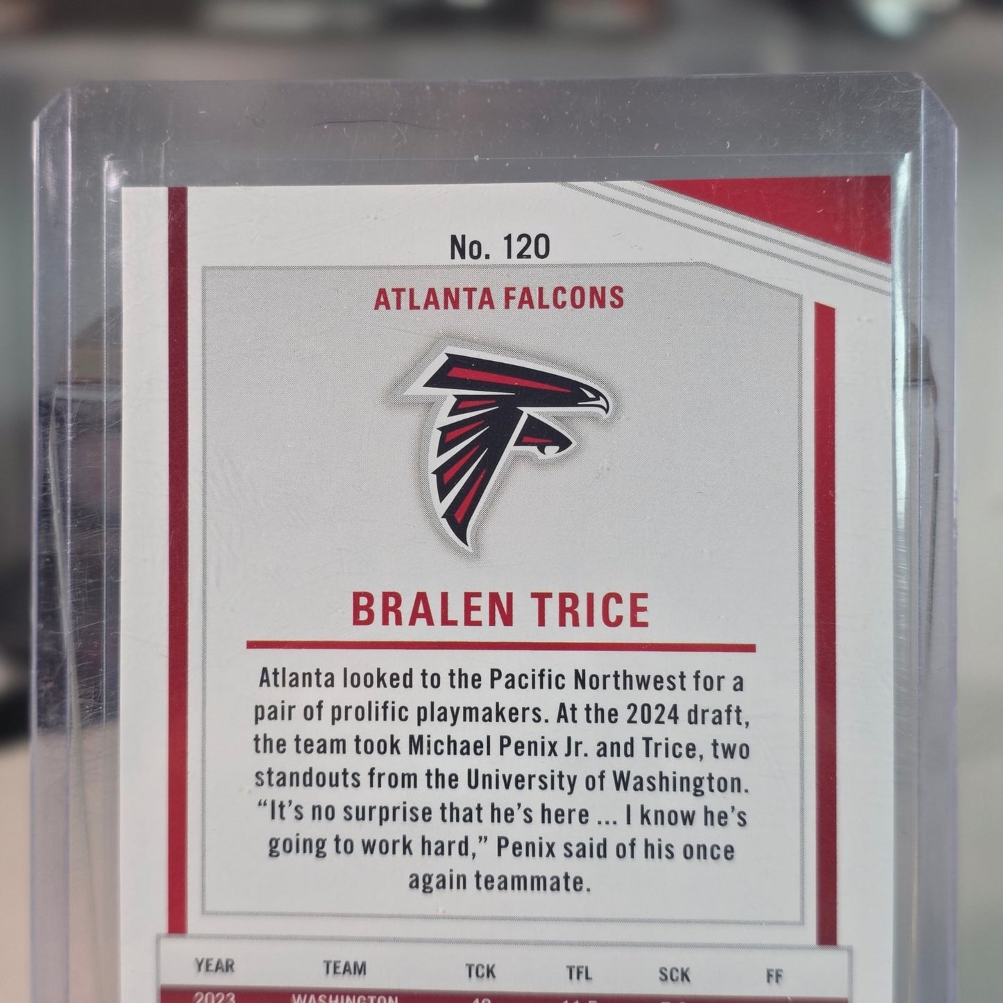 New 2024 Panini Donruss Elite #120 Bralen Trice Falcons DL Rookie /99 Loader