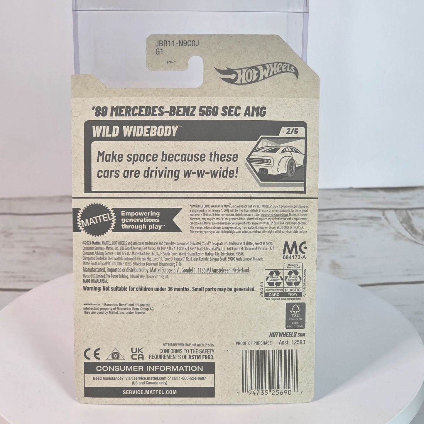 Hot Wheels 89 Mercedes-Benz 560 SEC AMG Die-Cast Car Limited Edition Metallic Finish Wild Rides Series Ages 3+