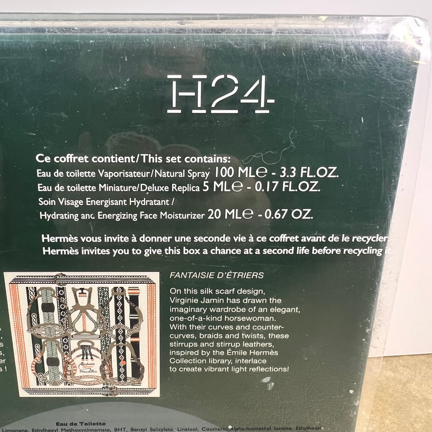 Hermes Paris Men’s H24 Eau de Toilette Fantaisie Etriers Cologne Fragrance Set Small Travel Size Empty