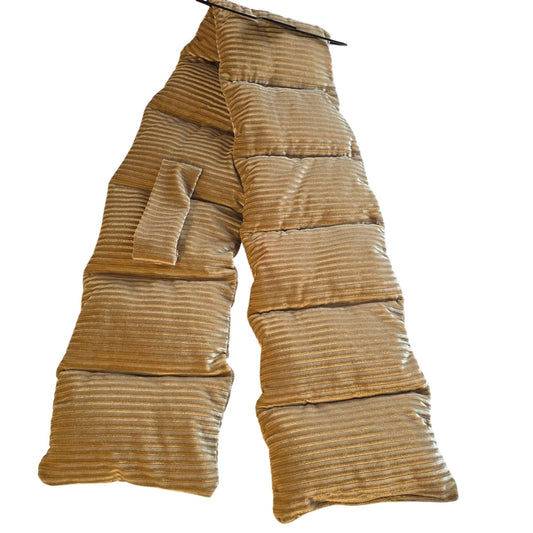 Steve Madden Ribbed Puffer Scarf Gold Tan Pocket NWT Womens One Size