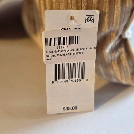 Steve Madden Ribbed Puffer Scarf Gold Tan Pocket NWT Womens One Size