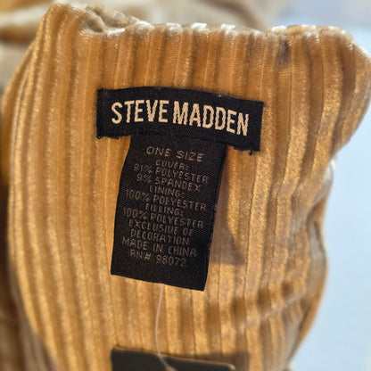 Steve Madden Ribbed Puffer Scarf Gold Tan Pocket NWT Womens One Size