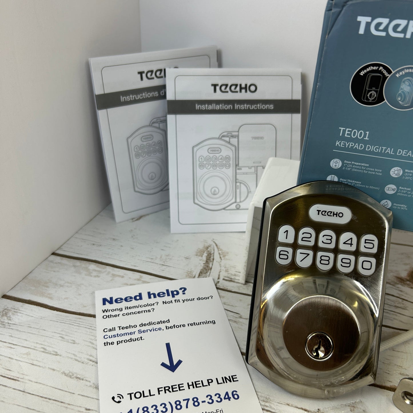 Teeho TE001 Keypad Digital Deadbolt Lock Satin Nickel