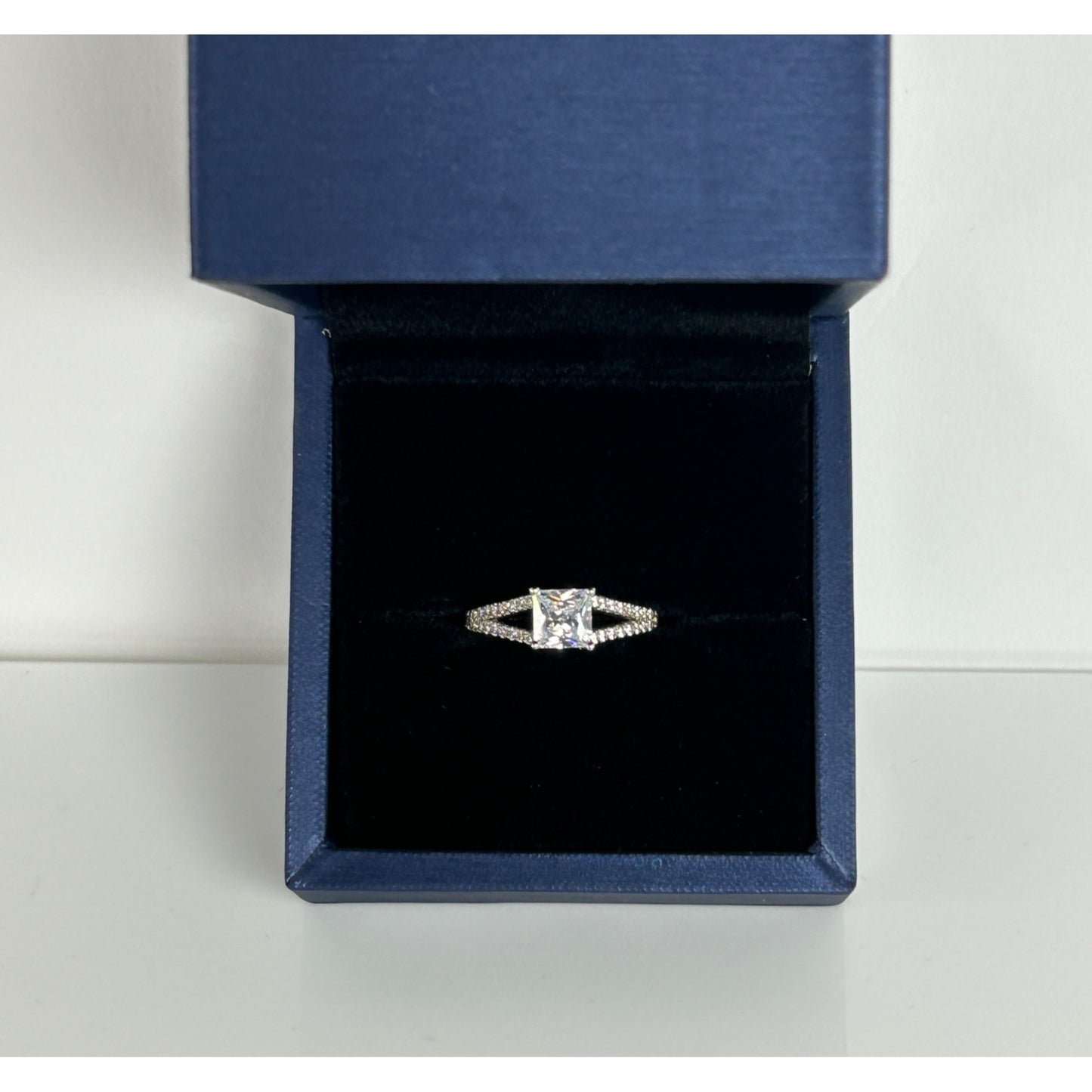 Sterling Silver Princess Cut White Sapphire Ring