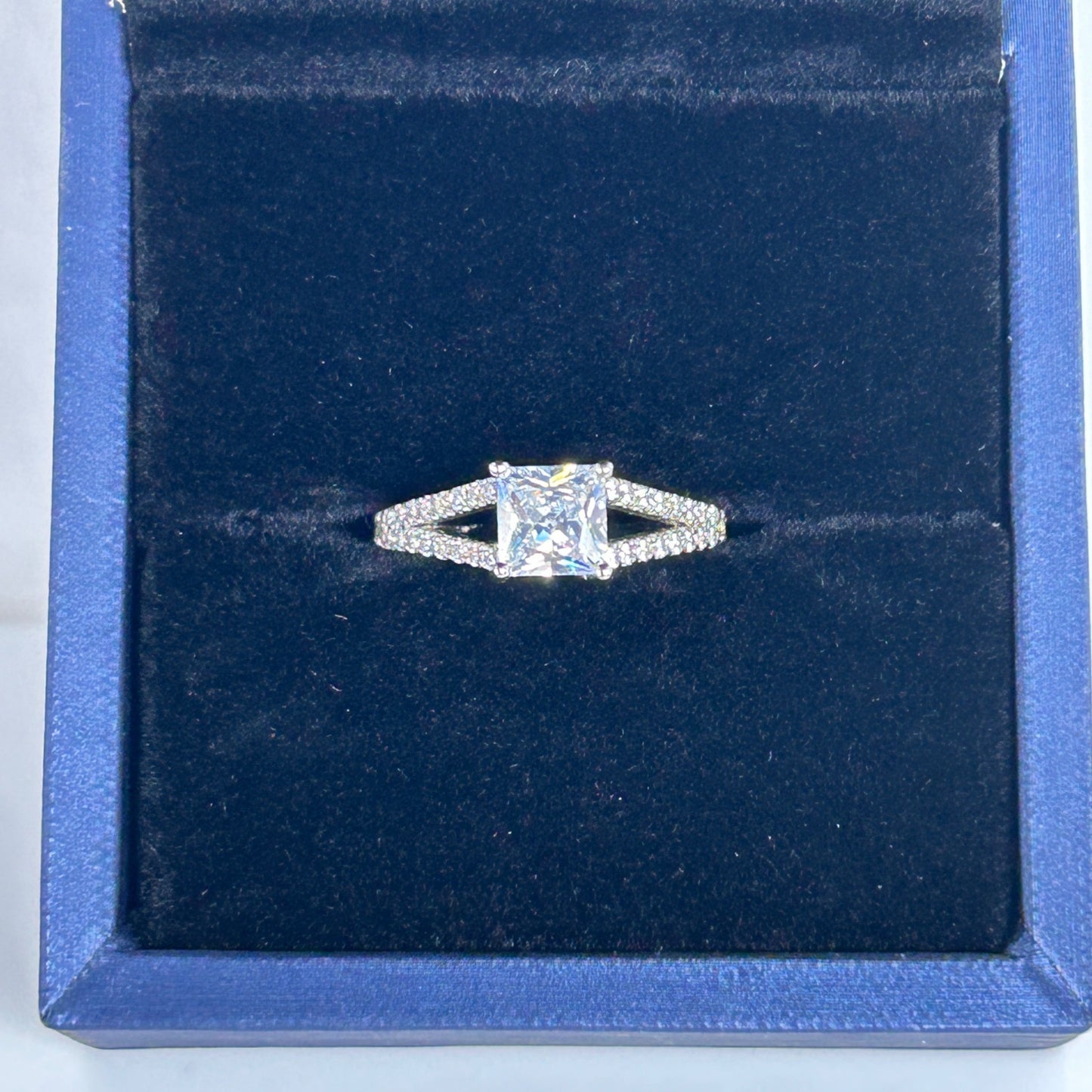 Sterling Silver Princess Cut White Sapphire Ring
