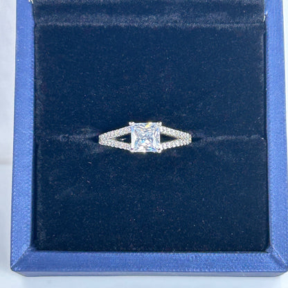 Sterling Silver Princess Cut White Sapphire Ring