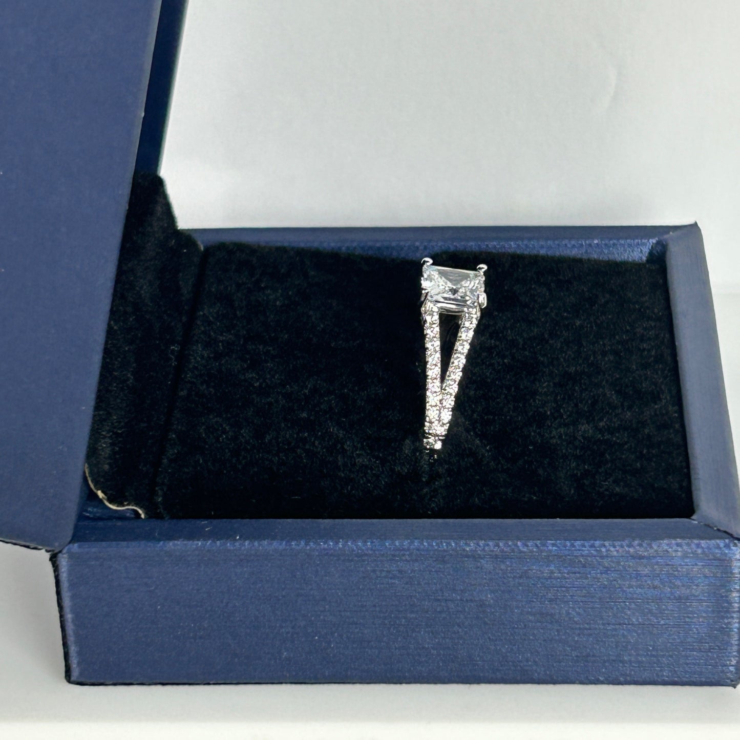 Sterling Silver Princess Cut White Sapphire Ring