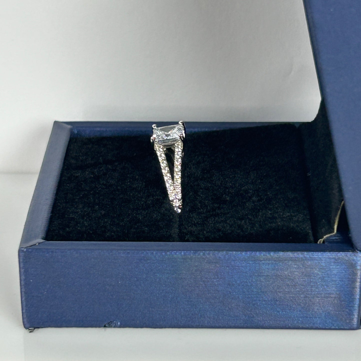 Sterling Silver Princess Cut White Sapphire Ring