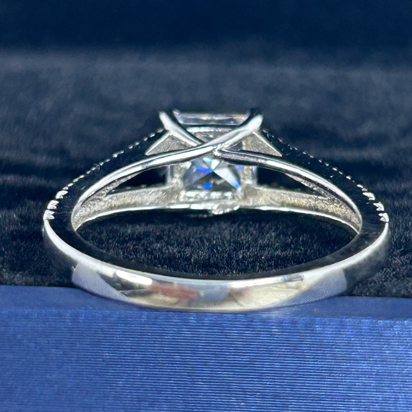 Sterling Silver Princess Cut White Sapphire Ring